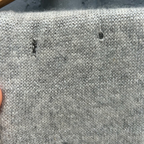 Ann Taylor Grey Cashmere Striped Scarf,  86” x 18” - Picture 3 of 8